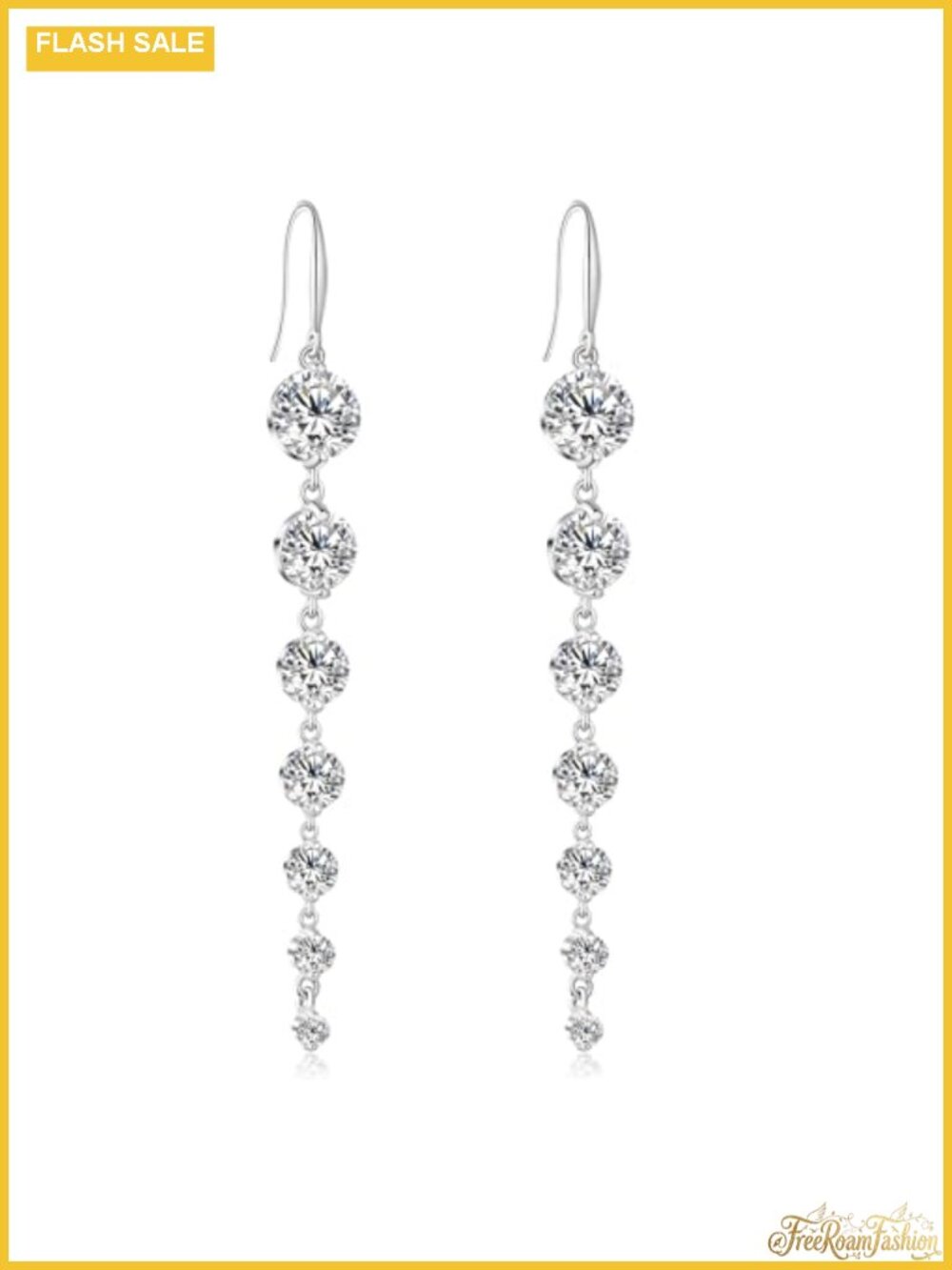 925 Silver Dangle Earrings 5A Cubic Zirconia Wedding Prom Elegant Bridal